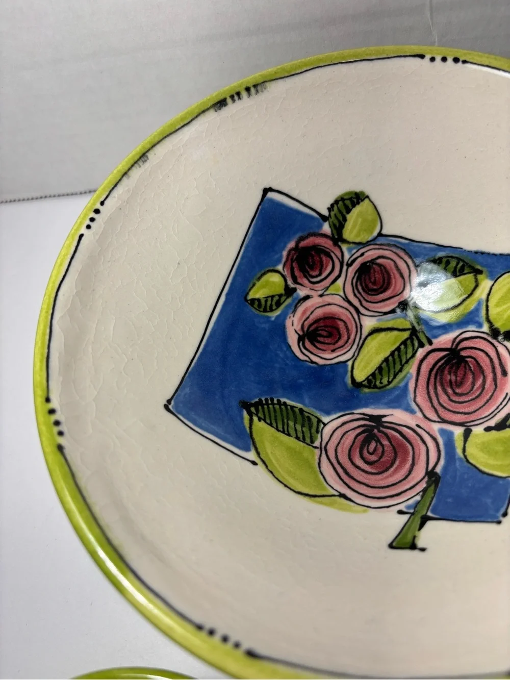 Serving Bowls Artist Signed Colorful Hand Painted Set Of 3 Ceramic Floral